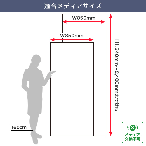 マグジョイントロールバナー (850mm幅) 適合メディアサイズ