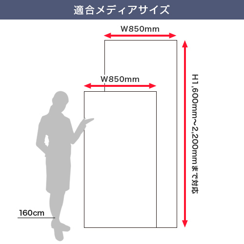 ロック＆ロールバナースタンド ver2 (850mm幅) 適合メディアサイズ