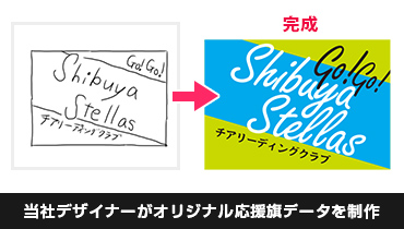 当社デザイナーがオリジナル応援旗データを制作