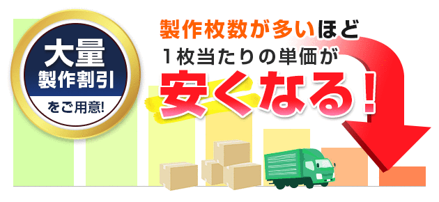 製作枚数が多いほど1枚あたりの単価が安くなる！