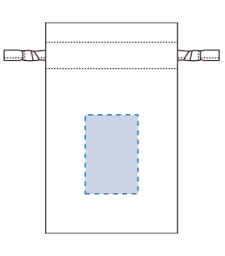 厚手コットンフリル巾着（ＳＳ）（TP-0012）背面プリント範囲
