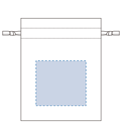 厚手コットンフリル巾着（Ｓ）（TP-0013）背面プリント範囲