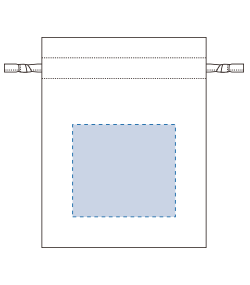 厚手コットンフリル巾着（Ｓ）（TP-0013）前面プリント範囲