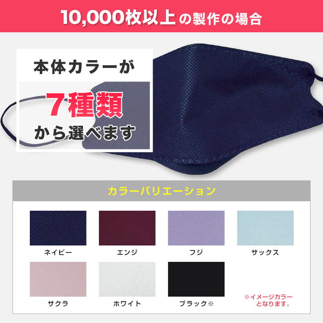 立体不織布マスク(KF94型)（MA-24）10,000枚以上の製作の場合本体カラーが7種類から選べます